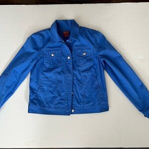 Chaps Jean Jacket Womens, Medium Blue Buttons Flap Pockets Classic Chic Denim